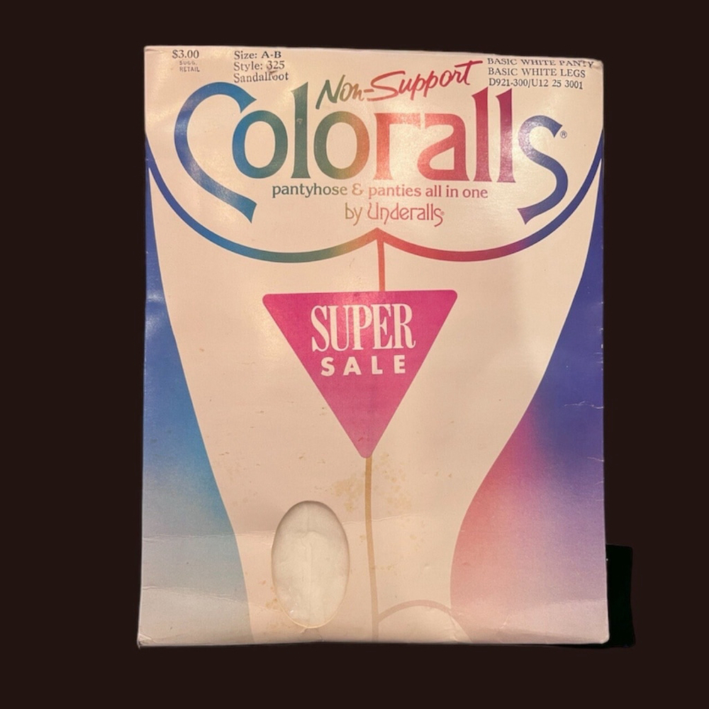 85 Vintage Pantyhose Basic White 85 Coloralls by Underalls White Legs & Panties